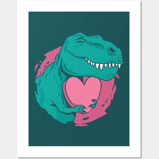 T-Rex Valentine Heart Posters and Art